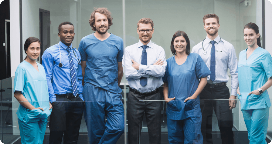 A team of healthcare professionals standing together